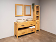 Badmeubel set 140cm Naturel incl kast, spiegels & waskommen