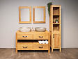 Badmeubel set 140cm Naturel incl kast, spiegels & waskommen