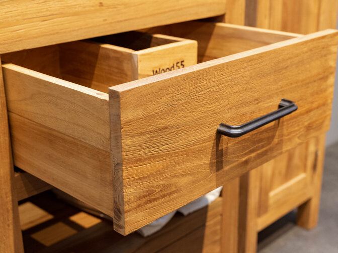 Badkamermeubel set 60cm naturel met kast, spiegel en waskom