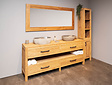 Houten badmeubel set 200cm Naturel incl  kast, spiegel & waskommen