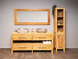 Houten badmeubel set 180cm Naturel incl  kast, spiegel & waskommen