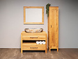 Badmeubel set 110cm Naturel incl  kast, spiegel & wasbak ovaal