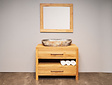 Teak badkamermeubelset 110cm Naturel incl  spiegel & waskom
