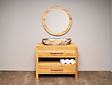 Teak badkamermeubelset 110cm Naturel incl  spiegel & waskom