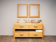 Badmeubel set 160cm Naturel incl  spiegel & waskommen
