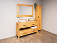 Badkamermeubelset 140cm Naturel incl  kast, spiegel & waskommen