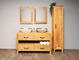 Badmeubel set 140cm Naturel incl kast, spiegels & waskommen