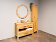 Teak badmeubelset 110cm Naturel incl  kast, ronde spiegel & waskom