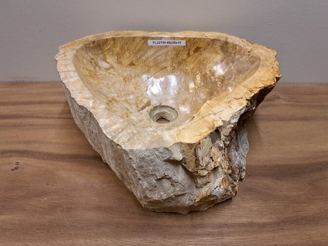Waskom van versteend hout - 45x39x15cm - FL22790