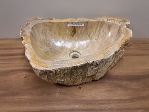 Waskom van versteend hout - 55x36x15cm - FL22793