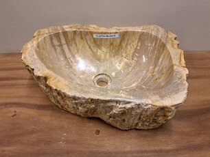 Waskom van versteend hout - 48x34x15cm - FL22794