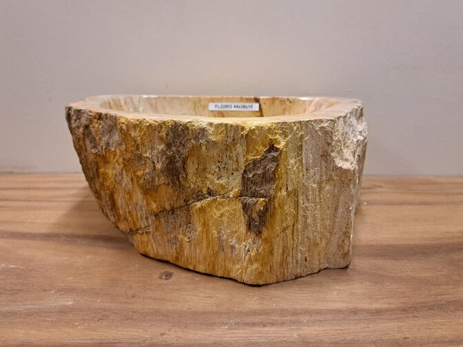 Waskom van versteend hout - 44x38x15cm - FL22802