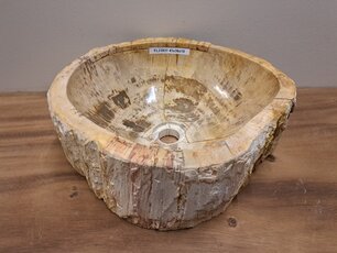 Waskom van versteend hout - 41x36x15cm - FL22831