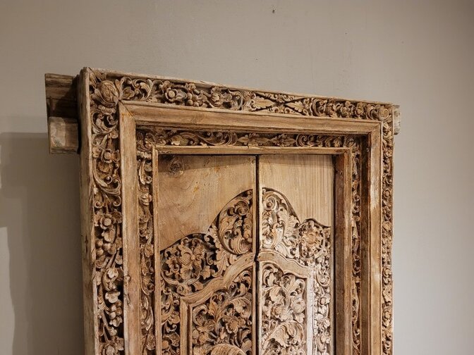 Oude Indonesische deur met kozijn - 94x185x14cm