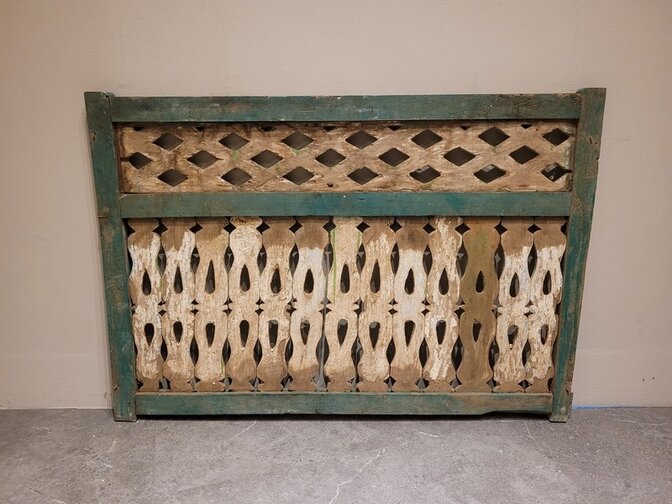 Oud houten frame Groen/Wit - 115x80cm - decoratie