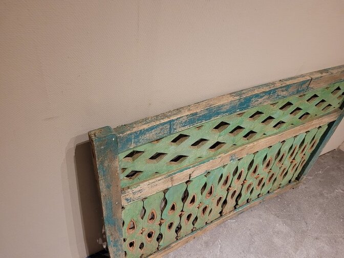 Oud houten frame Groen/Wit - 115x80cm - decoratie