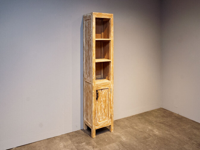 Badkamerkast teak 40x35x200cm - White wash