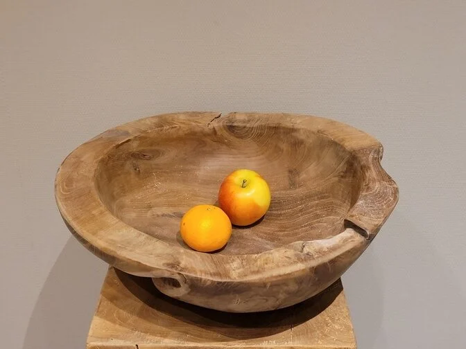 Houten fruitschaal van wortelhout