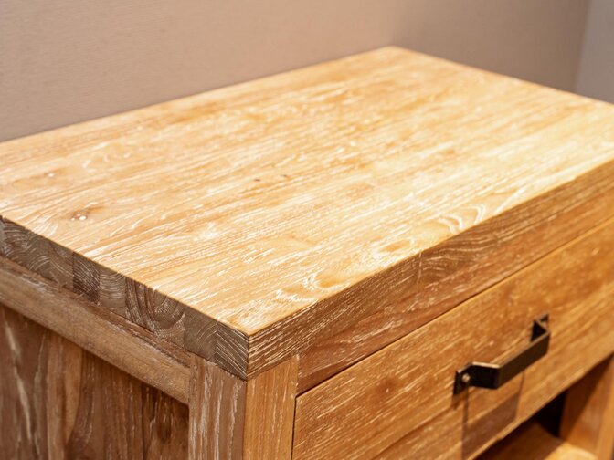 Teak badmeubelset 80cm White Wash incl  spiegel & waskom