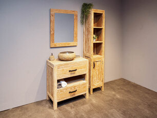 Badmeubel set 80cm White Wash incl  kast, spiegel & waskom Badmeubel set 80cm White Wash incl  kast, spiegel & waskom