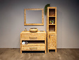 Houten badmeubelset 110cm White Wash incl  kast, spiegel & waskom