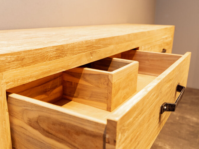 Teak badkamermeubelset 110cm White Wash incl  spiegel & waskom