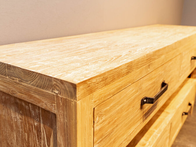 Badkamermeubel hout 140x45x85cm - White wash