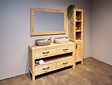 Badmeubel set 140cm incl  kast, spiegel & waskommen White Wash