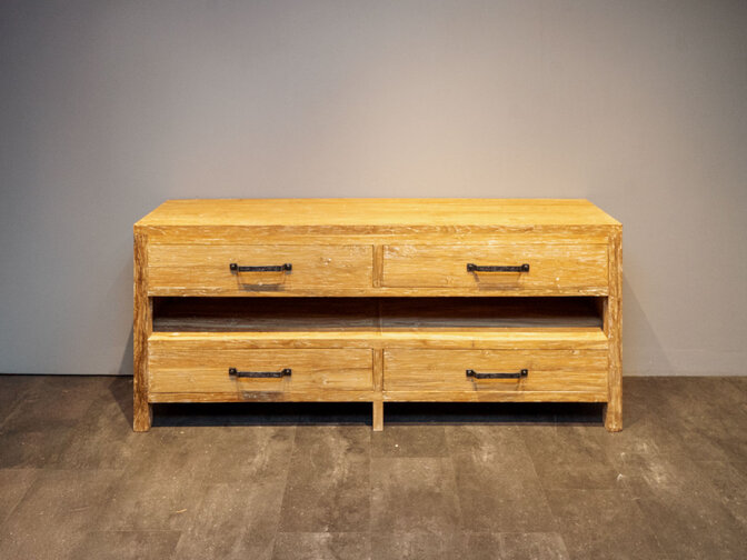 Badkamermeubel teak 200x45x85cm - White wash