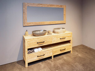 Badmeubelset hout 180cm - White Wash Badmeubelset hout 180cm - White Wash