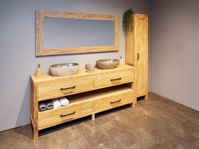 Compleet Badmeubelset 200cm in White Wash