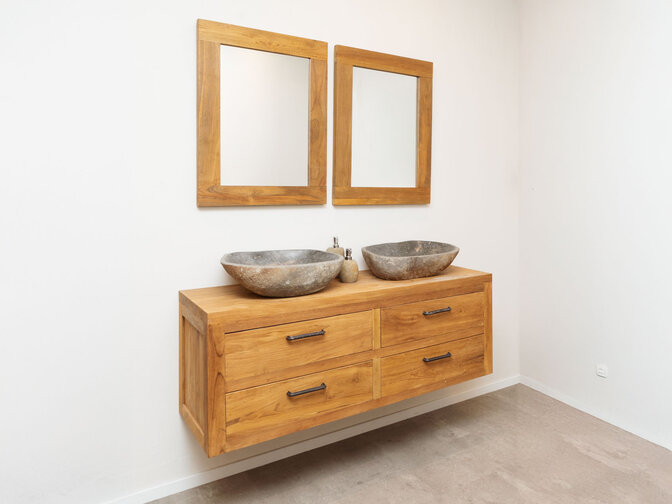 Wastafelmeubel set 140cm - Naturel teak