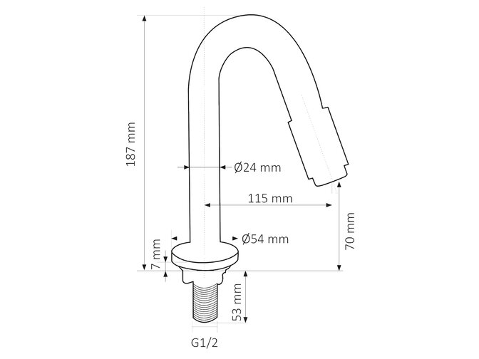Differnz koudwaterkraan gebogen - Gun Metal