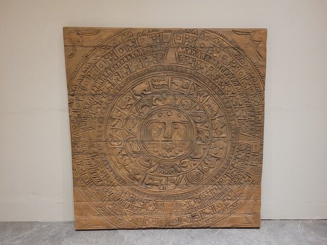 Muurdecoratie met houtsnijwerk 120x120cm - SKA24106-22