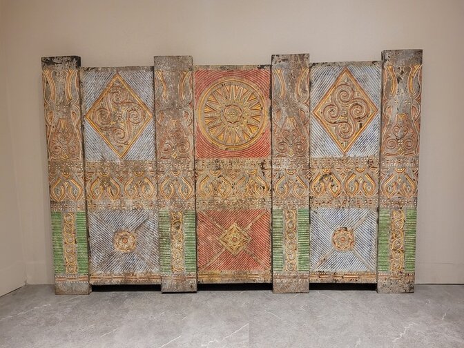 Muurdecoratie met houtsnijwerk 200x130cm - TA24102-01