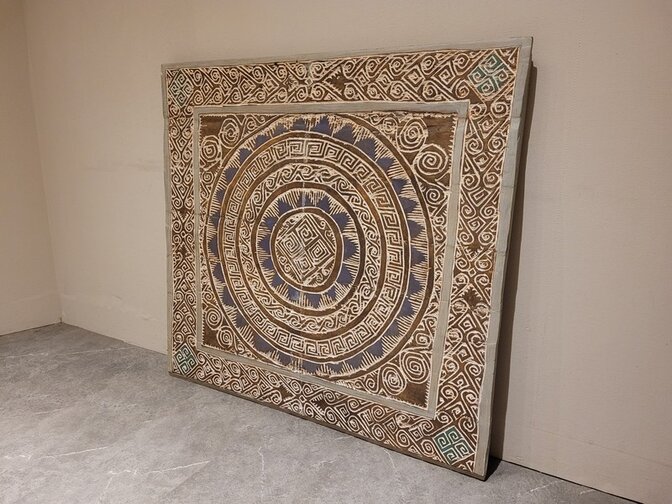 Muurdecoratie met houtsnijwerk 120x110cm - SKA24106-09