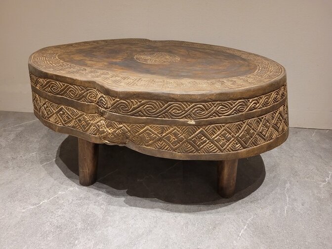 Ronde Suar Salontafel 80/100x50cm - gegraveerd