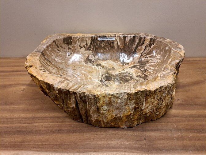 Waskom van versteend hout - 66x49x15cm - FL22963