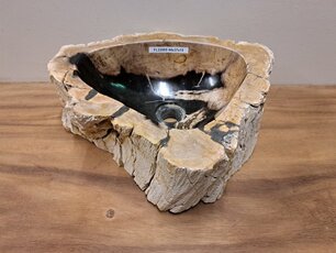 Waskom van versteend hout - 44x37x15cm - FL22969