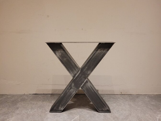Metalen tafel poot X - rustiek zwart (per set)
