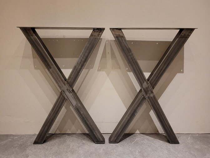 Boomstam bar tafel poot X - rustiek - per set