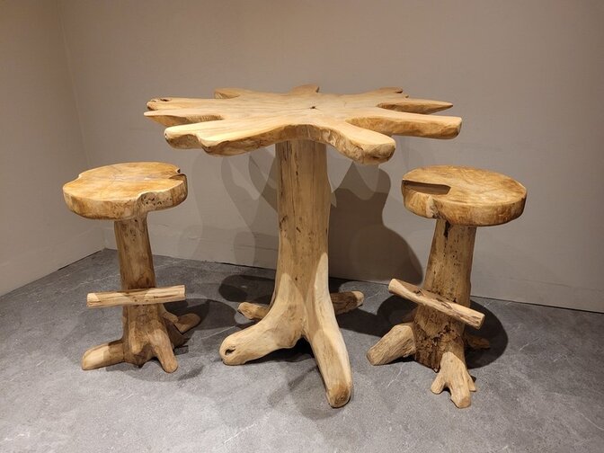 Rustieke Teak wortelhouten bartafel