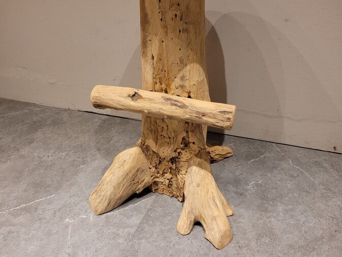 Teak barkruk rustiek met voetensteun - 75cm
