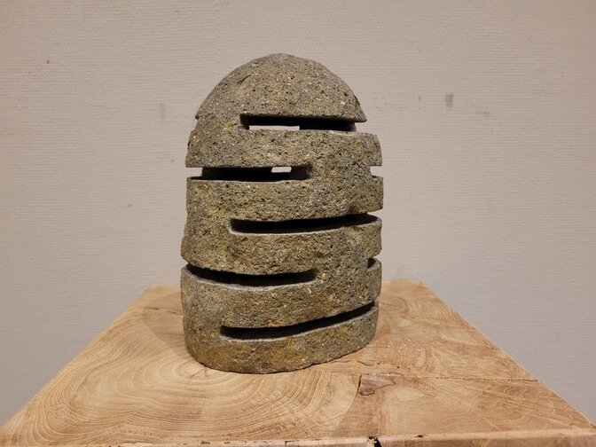 Natuurstenen lamp met waxinelichthouder - 20cm hoog
