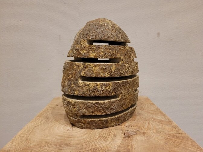 Natuurstenen lamp met waxinelichthouder - 20cm hoog