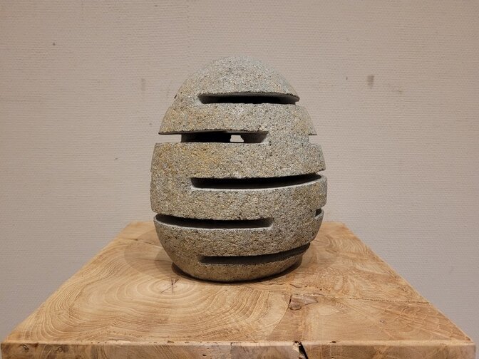 Natuurstenen lamp met waxinelichthouder - 20cm hoog