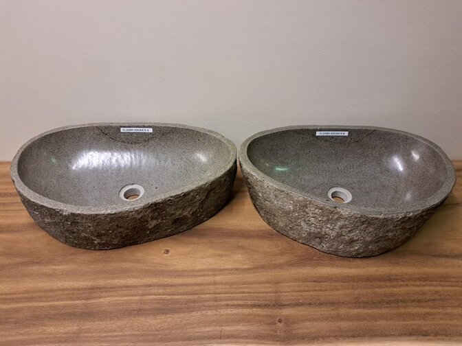 2 waskommen uit 1 steen - 55x36x15cm - FL22989