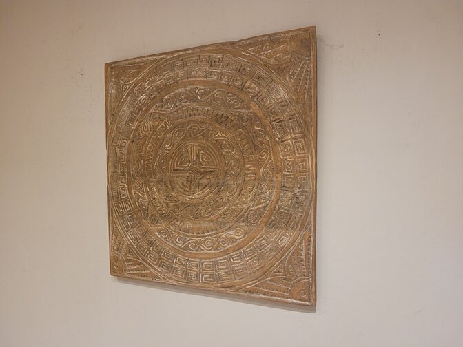 Wanddecoratie met houtsnijwerk 65x65cm - SKA24137-13