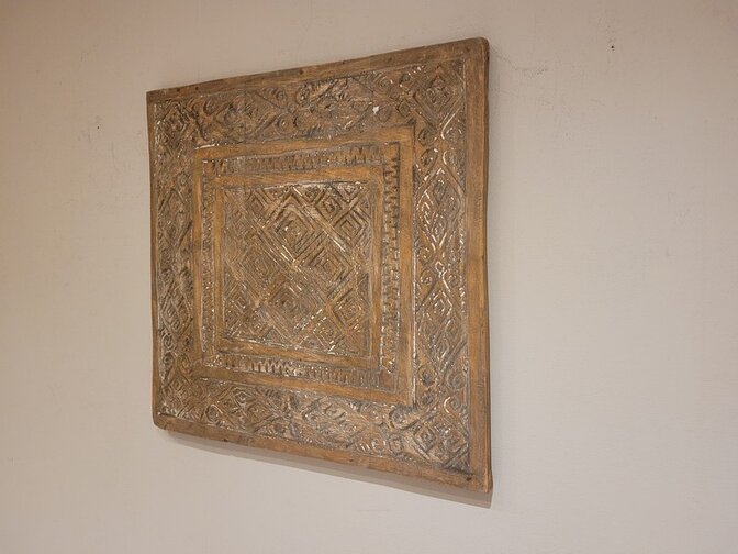 Wanddecoratie met houtsnijwerk 60x60cm - SKA24137-12