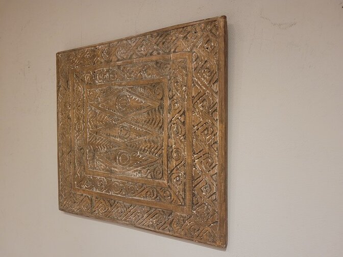 Wanddecoratie met houtsnijwerk 50x50cm - SKA24137-11